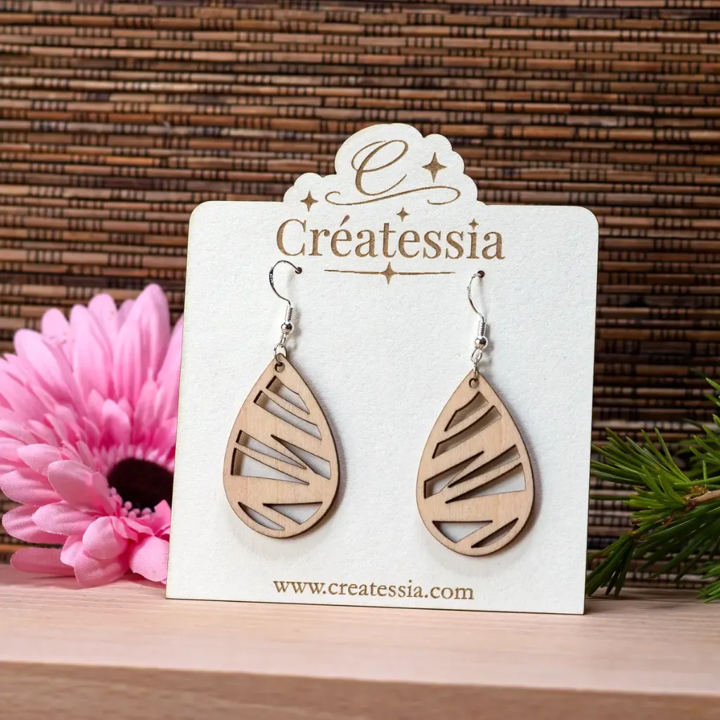 Boucles d'oreilles "Goutte zébrée"